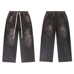 Vale Forever Washed Embossed Graphic Wide Leg Sweatpants
