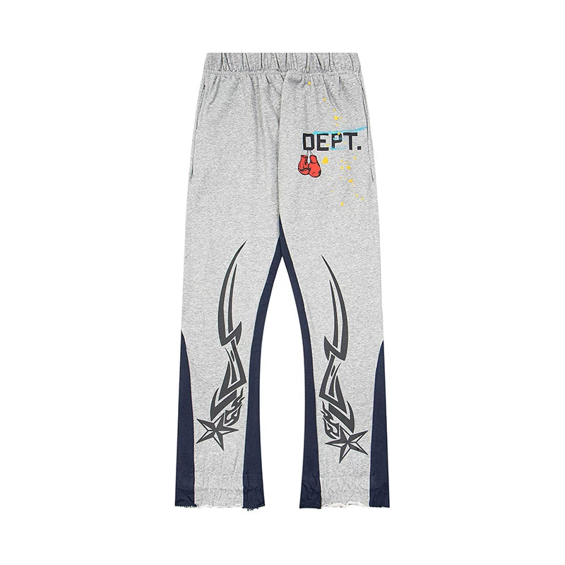 GALLERY DEPT BOXING GLOVE TRIBAL FLARE SWEATPANTS HEATHER GREY