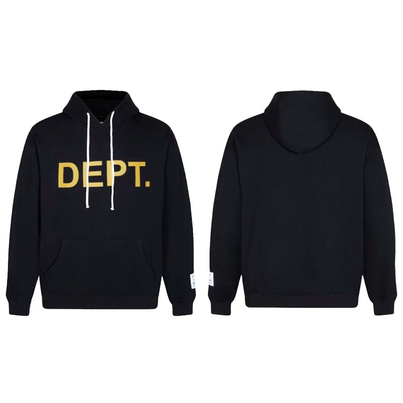 GALLERY DEPT DEPT GOLD LOGO HOODIE BLACK