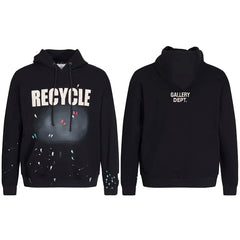 GALLERY DEPT RECYCLE PAINT SPLATTER HOODIE BLACK