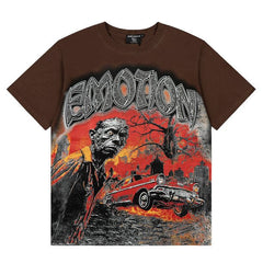 Mixed Emotion Brown Red Sky Apocalyptic Scene Retro Tee
