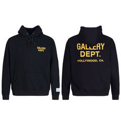 GALLERY DEPT HOLLYWOOD CA GOLD LOGO HOODIE BLACK