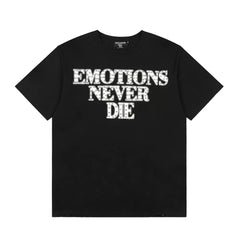 Mixed Emotion Emotions Never Die Rhinestone Tee, Black Base