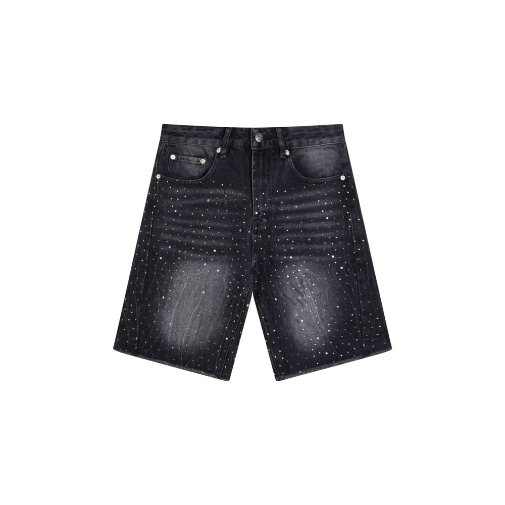 GALLERY DEPT RHINESTONE BLACK DENIM JORT SHORTS