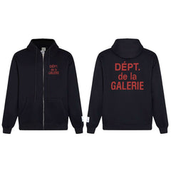 GALLERY DEPT DEPT DE LA GALERIE ZIP‑UP HOODIE BLACK