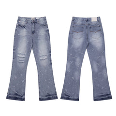 Gallery Dept Light‑Wash Ripped Paint‑Speck Jeans