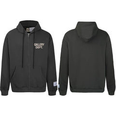GALLERY DEPT LOGO ZIP UP HOODIE BLACK