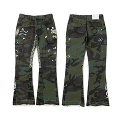 GALLERY DEPT CAMO CARGO LEOPARD PATCH PAINT FLARE PANTS