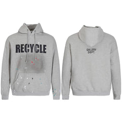 GALLERY DEPT RECYCLE PAINT SPLATTER HOODIE BLACK