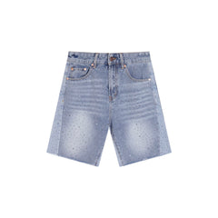 GALLERY DEPT RHINESTONE SIDE PANEL LIGHT WASH DENIM SHORTS