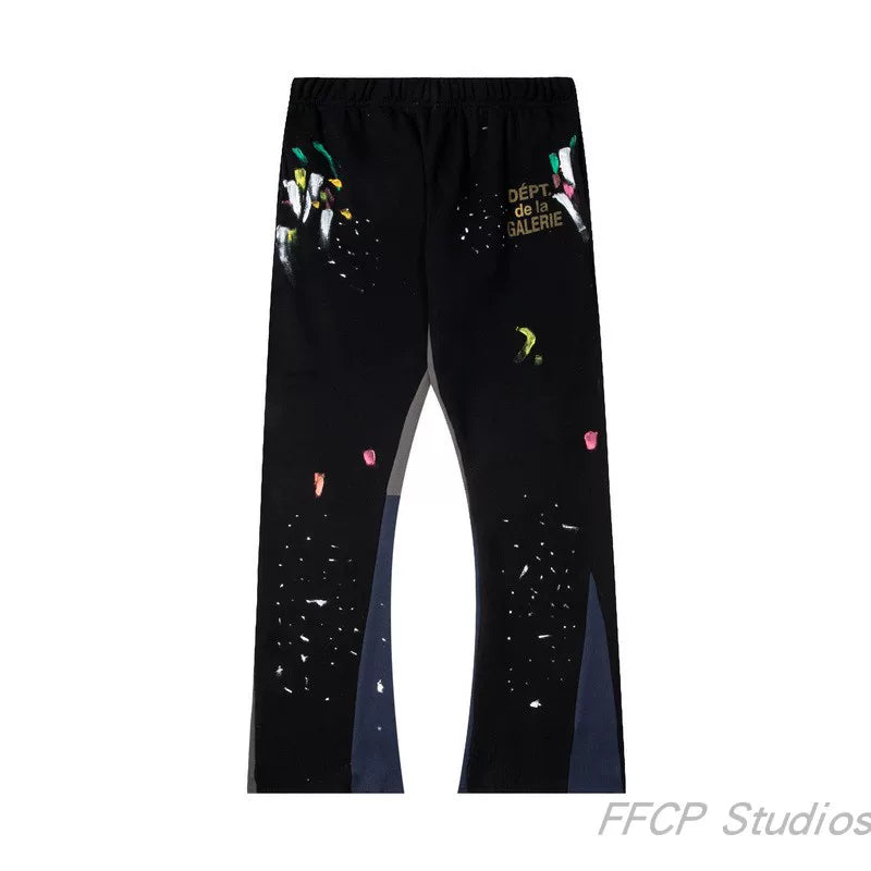 GALLERY DEPT DEPT DE LA GALERIE PAINT SPLATTER FLARE SWEATPANTS BLACK