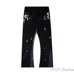GALLERY DEPT DEPT DE LA GALERIE PAINT SPLATTER FLARE SWEATPANTS BLACK
