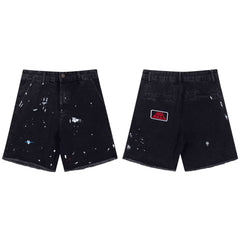 ART ART MILLS PAINT SPLATTER BLACK CASUAL SHORTS