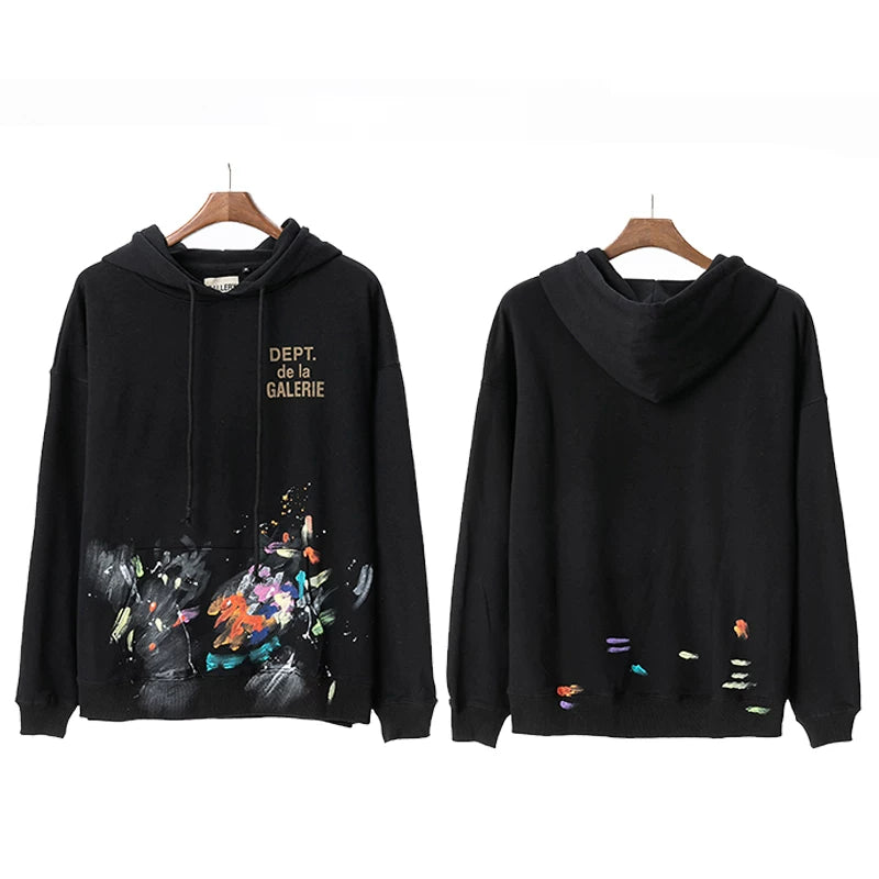 GALLERY DEPT PAINT SPLATTER HOODIE BLACK