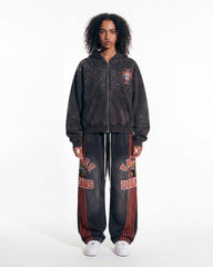 Vale Forever Black Cartoon Logo Striped Wide Leg Sweatpants