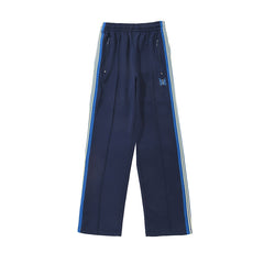 NEEDLES BLUE BUTTERFLY EMBROIDERY NAVY TRACK PANTS