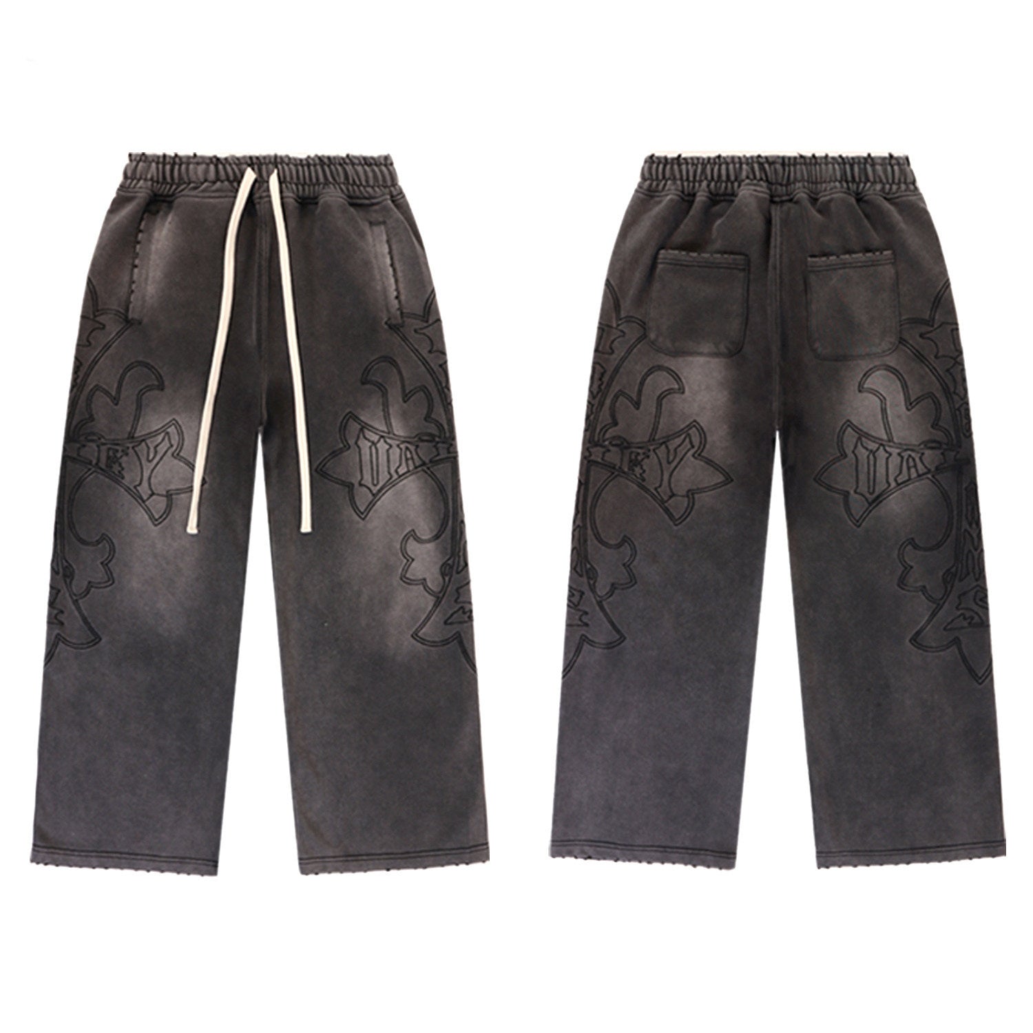 Vale Forever Washed Embossed Graphic Wide Leg Sweatpants