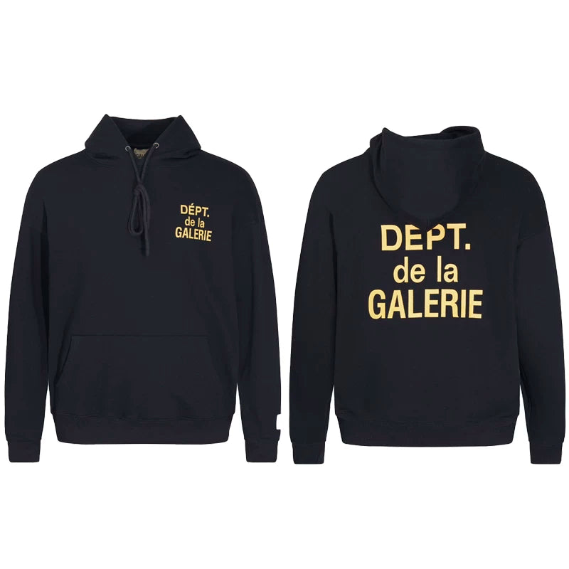 GALLERY DEPT DEPT DE LA GALERIE GOLD LOGO HOODIE BLACK
