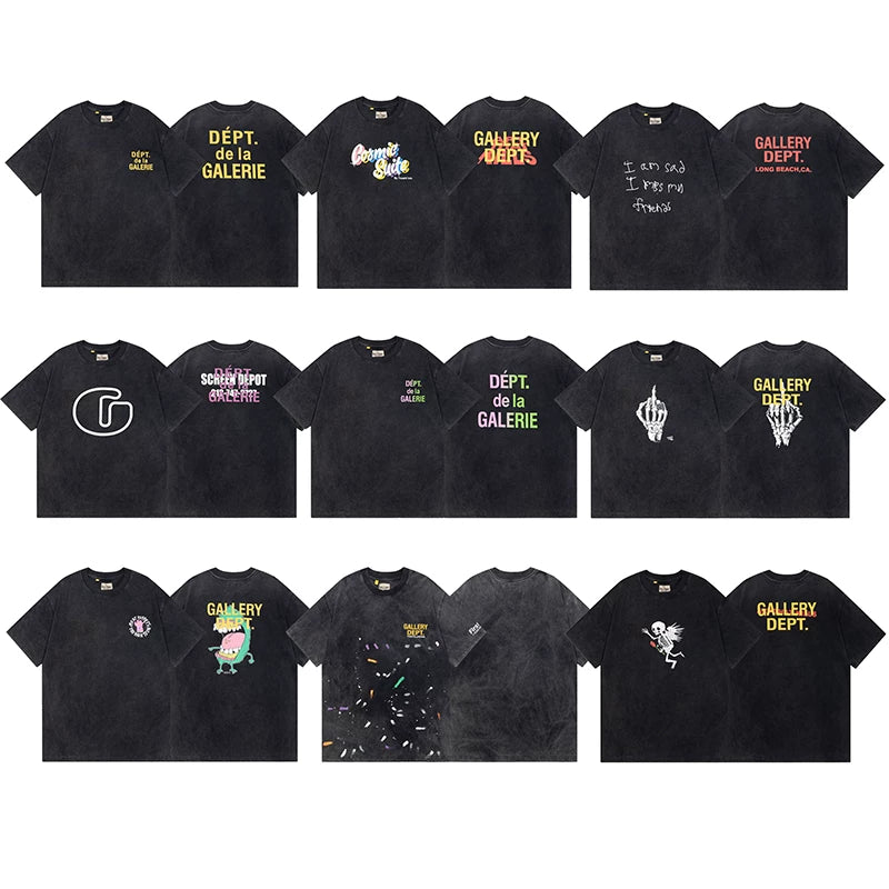 Vlone Fog Gallery DEPT American Printing Short Sleeve Vintage Loose Retro Make Old Gao Street T -shirt (95)
