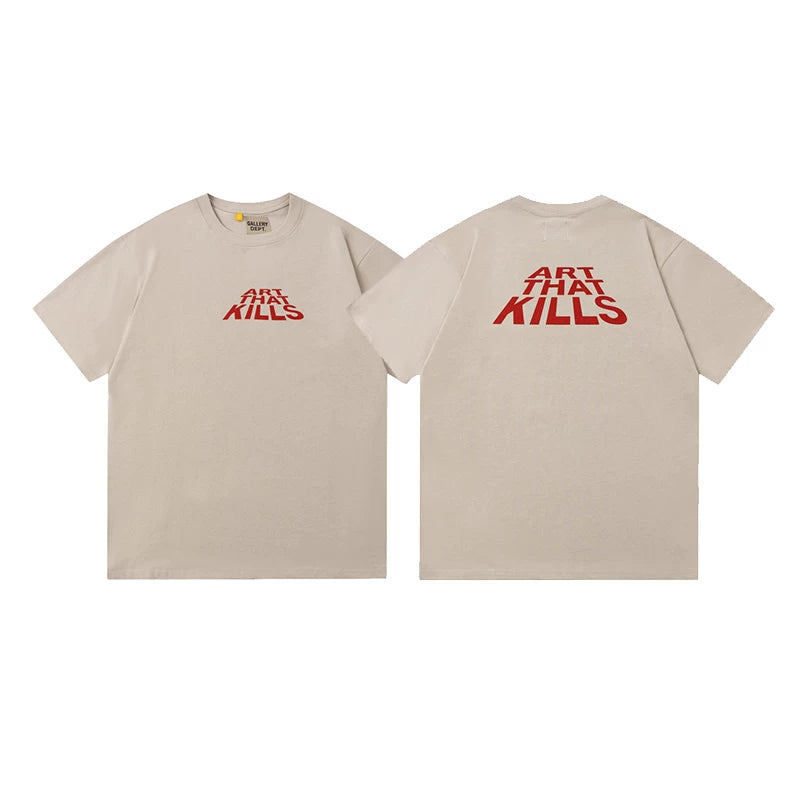 Vlone Fog Gallery DEPT American Printing Short Sleeve Vintage Loose Retro Make Old Gao Street T -shirt (91)