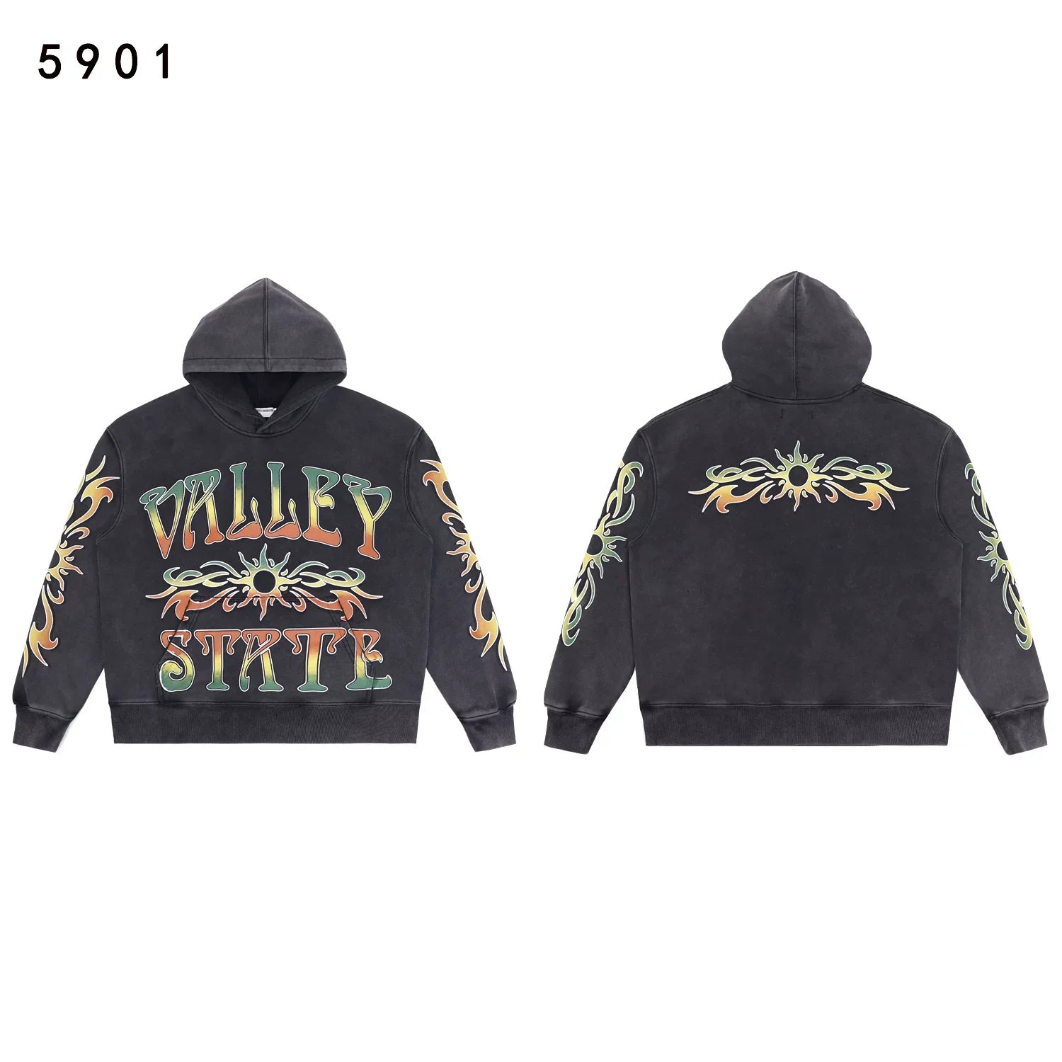 Vale Forever Vintage Black Valley State Tribal Sun Pullover Hoodie
