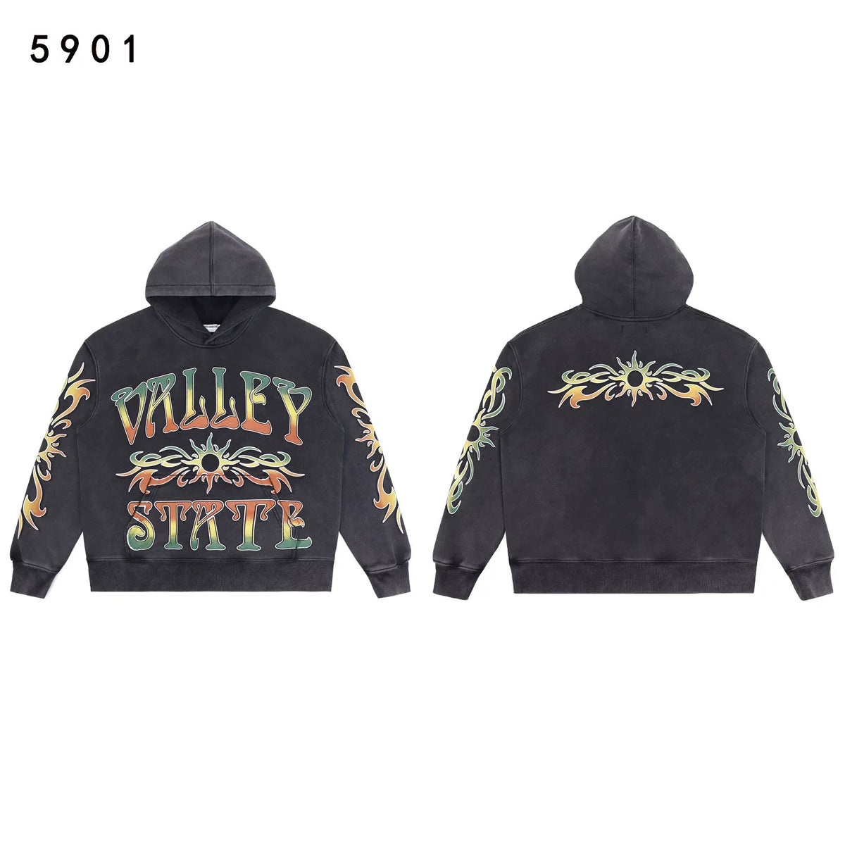 Vale Forever Vintage Black Valley State Tribal Sun Pullover Hoodie