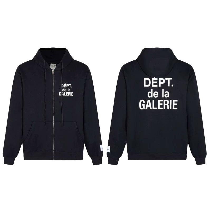 GALLERY DEPT DEPT DE LA GALERIE ZIP‑UP HOODIE BLACK