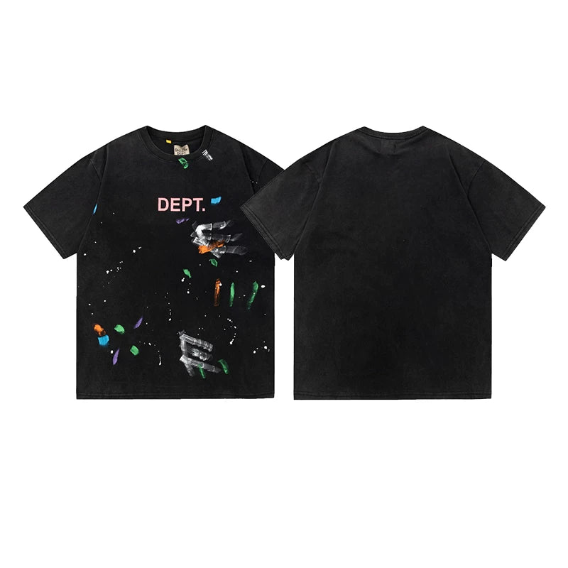 Vlone Fog Gallery DEPT American Printing Short Sleeve Vintage Loose Retro Make Old Gao Street T -shirt (95)