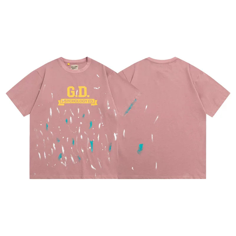 Vlone Fog Gallery DEPT American Printing Short Sleeve Vintage Loose Retro Make Old Gao Street T -shirt (95)