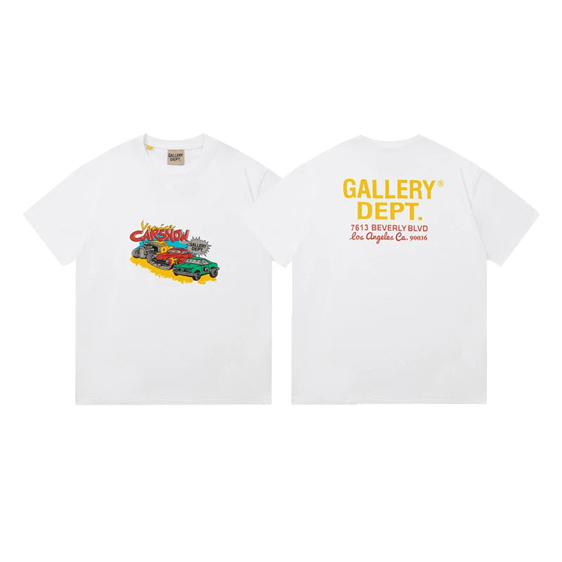 GALLERY DEPT CAR SHOW GRAPHIC WHITE SHORT SLEEVE TEE