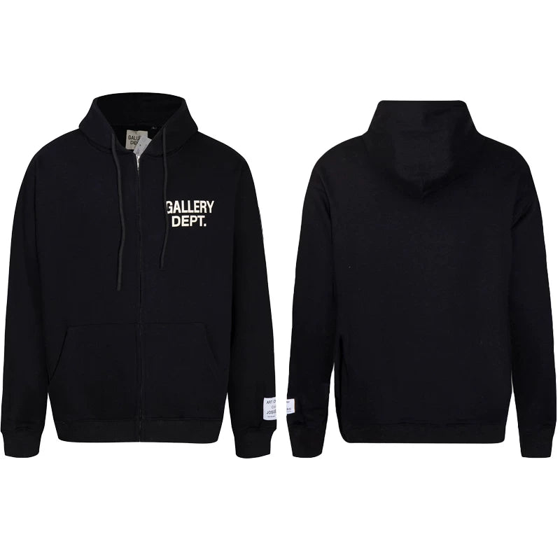 GALLERY DEPT LOGO ZIP UP HOODIE BLACK