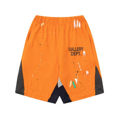 GALLERY DEPT PAINT SPLATTER PRINT ORANGE COTTON SHORTS