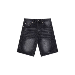 GALLERY DEPT RHINESTONE BLACK DENIM JORT SHORTS