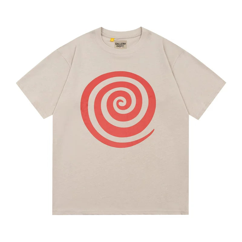 GALLERY DEPT RED SPIRAL CREAM SHORT SLEEVE TEE