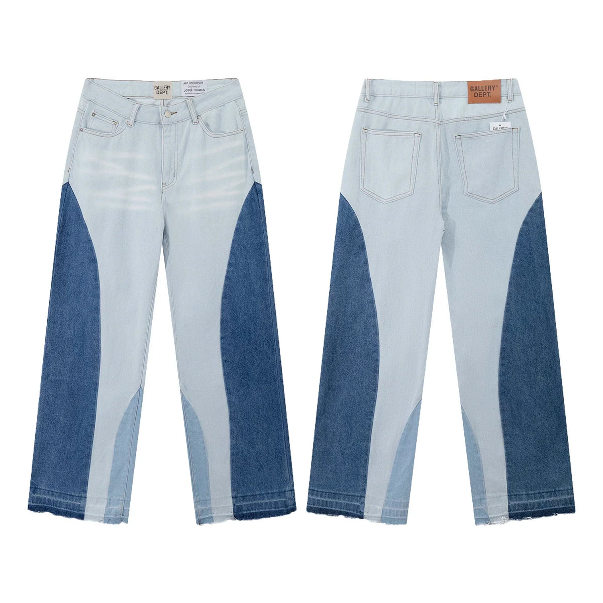Gallery Dept Two‑Tone Blue Splice Flare Jeans