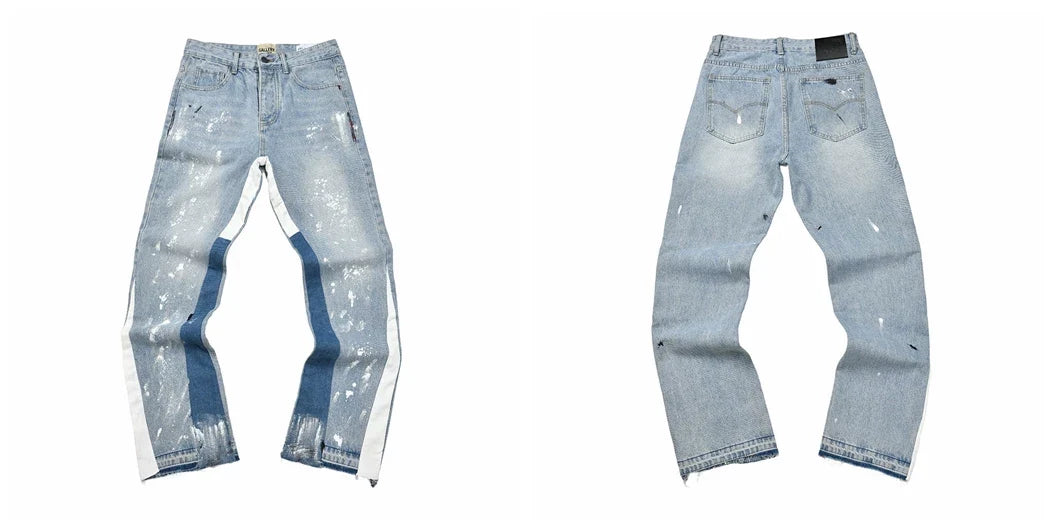 Gallery Dept White‑Trim Spliced Washed Jeans