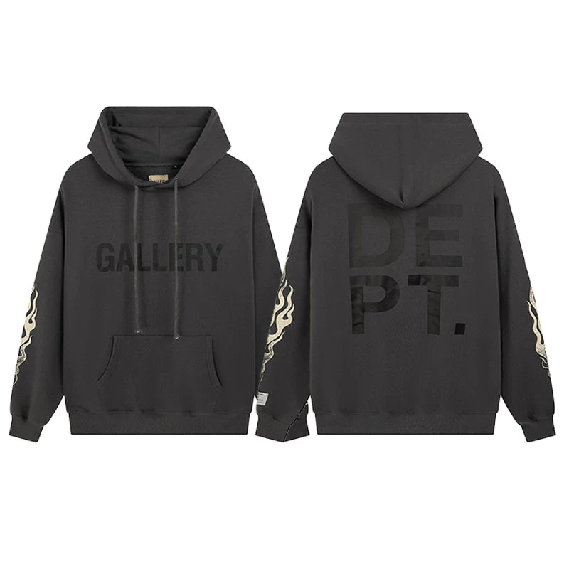 GALLERY DEPT FLAME SLEEVE HOODIE BLACK