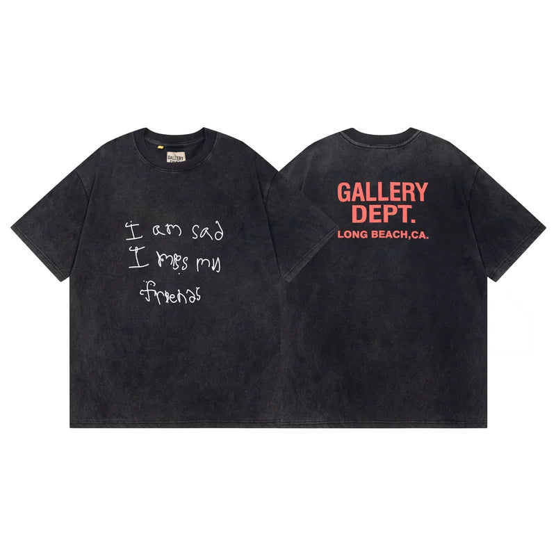 Vlone Fog Gallery DEPT American Printing Short Sleeve Vintage Loose Retro Make Old Gao Street T -shirt (95)