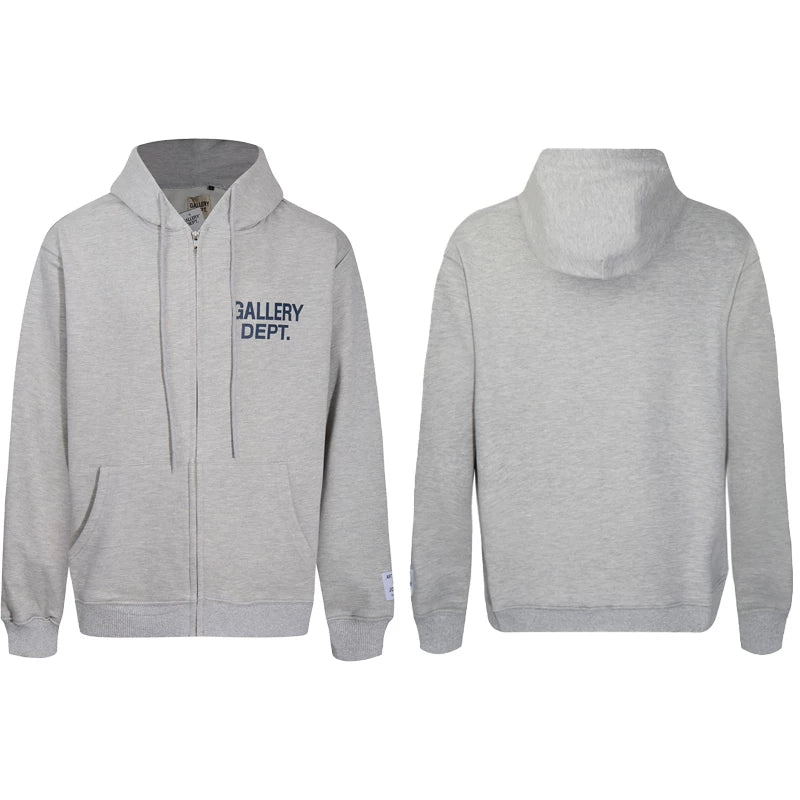 GALLERY DEPT LOGO ZIP UP HOODIE BLACK