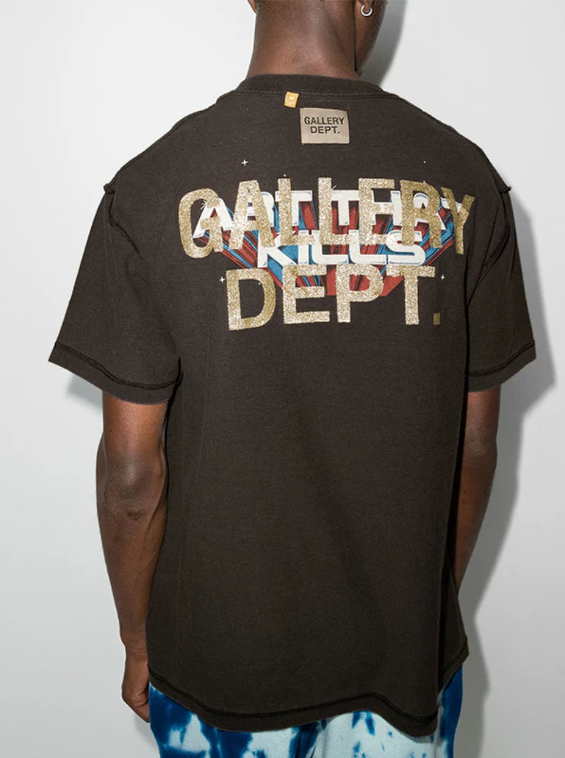 Vlone Fog Gallery DEPT American Printing Short Sleeve Vintage Loose Retro Make Old Gao Street T -shirt (95)