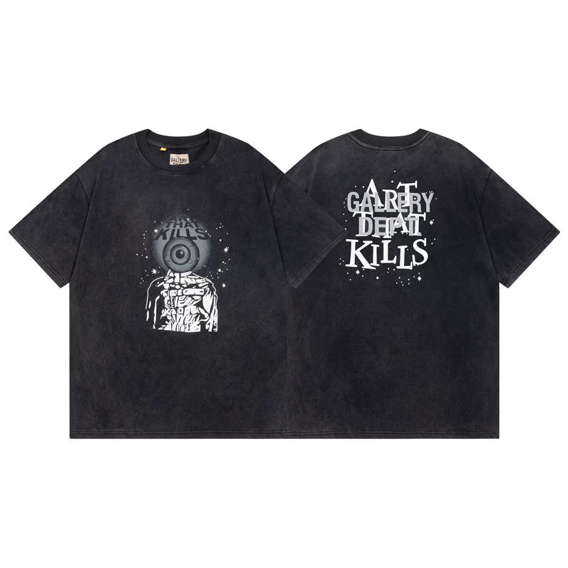 Vlone Fog Gallery DEPT American Printing Short Sleeve Vintage Loose Retro Make Old Gao Street T -shirt (95)