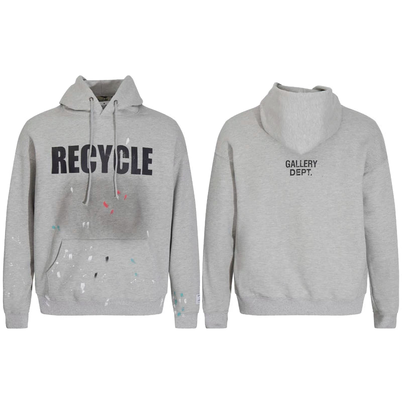 GALLERY DEPT RECYCLE PAINT SPLATTER HOODIE BLACK
