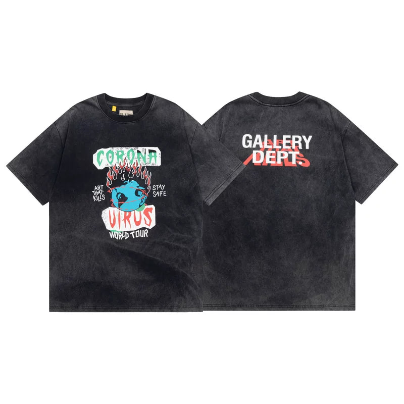 Vlone Fog Gallery DEPT American Printing Short Sleeve Vintage Loose Retro Make Old Gao Street T -shirt (95)
