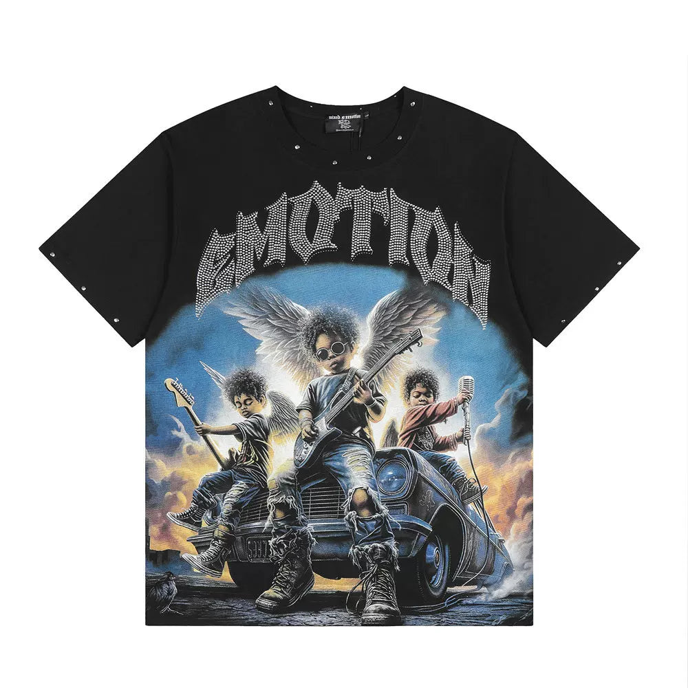 Mixed Emotion Rock Band Angel Vintage Graphic Tee