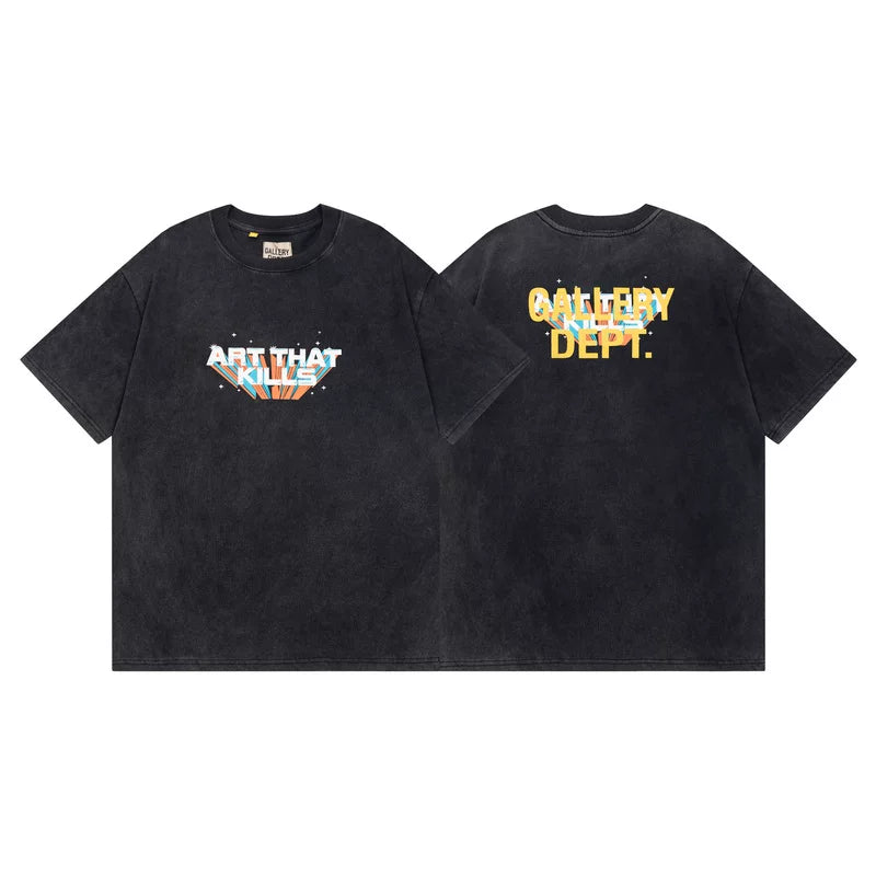 Vlone Fog Gallery DEPT American Printing Short Sleeve Vintage Loose Retro Make Old Gao Street T -shirt (95)
