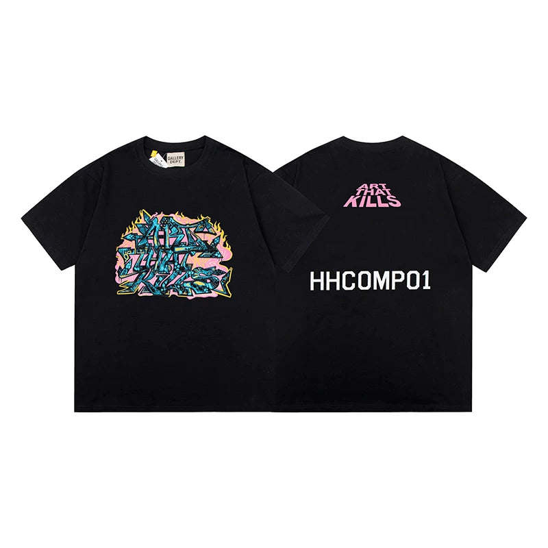 Vlone Fog Gallery DEPT American Printing Short Sleeve Vintage Loose Retro Make Old Gao Street T -shirt (91)