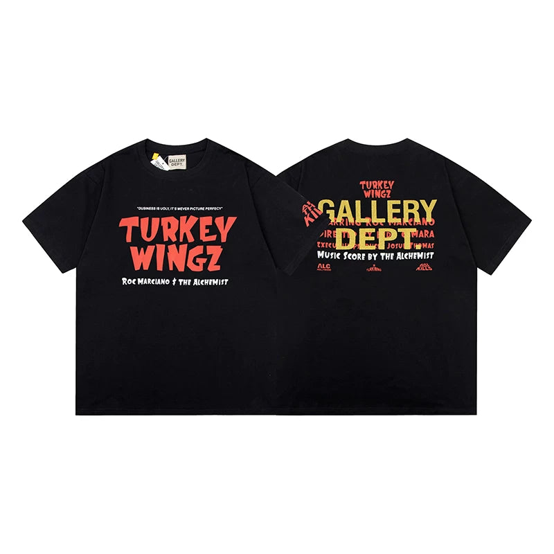 Vlone Fog Gallery DEPT American Printing Short Sleeve Vintage Loose Retro Make Old Gao Street T -shirt (95)