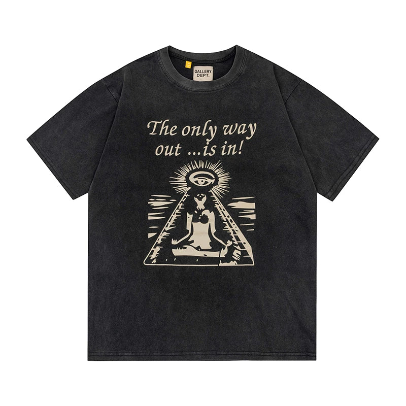 Vlone Fog Gallery DEPT American Printing Short Sleeve Vintage Loose Retro Make Old Gao Street T -shirt (95)