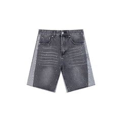 GALLERY DEPT RHINESTONE SIDE PANEL GREY DENIM SHORTS