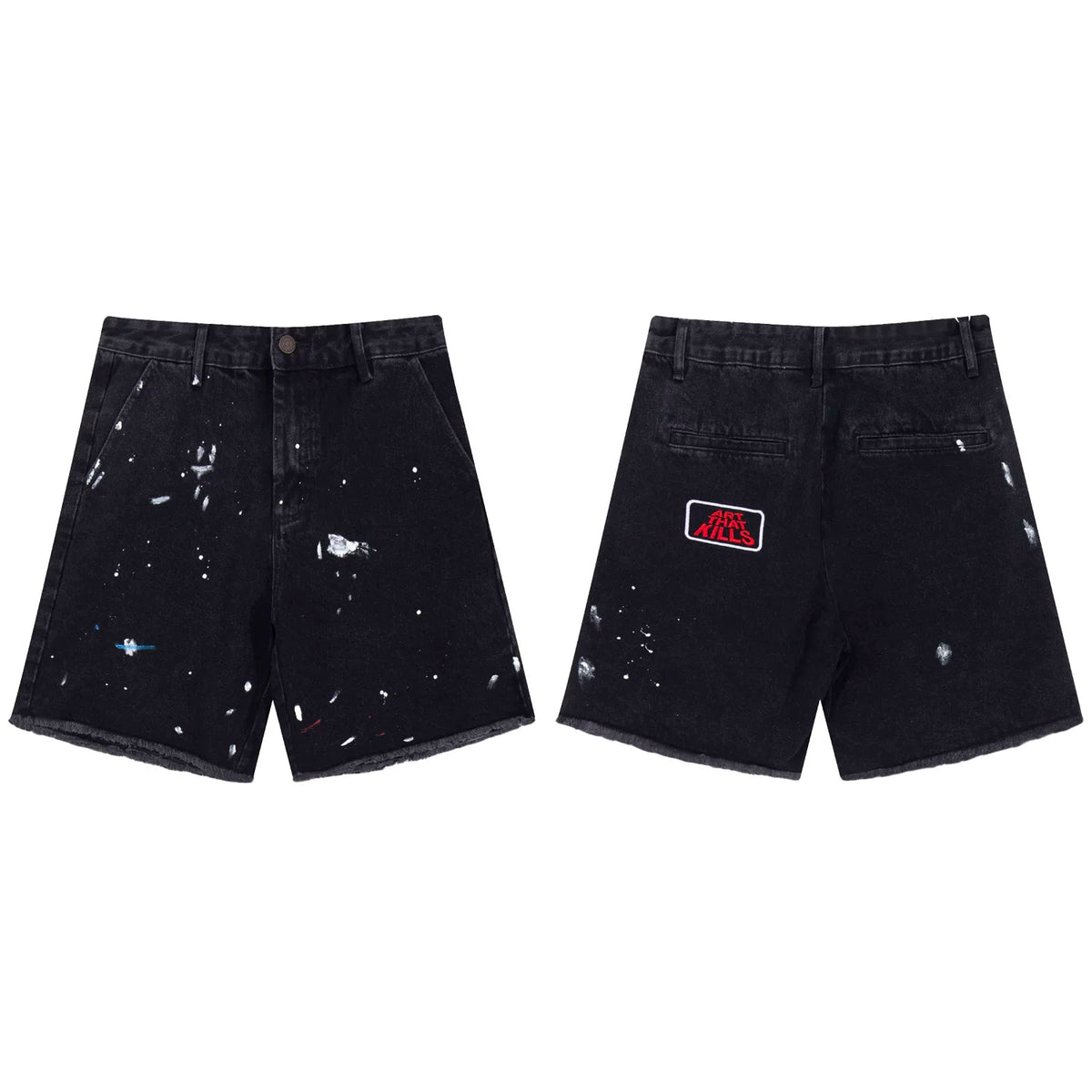 ART ART MILLS PAINT SPLATTER BLACK CASUAL SHORTS
